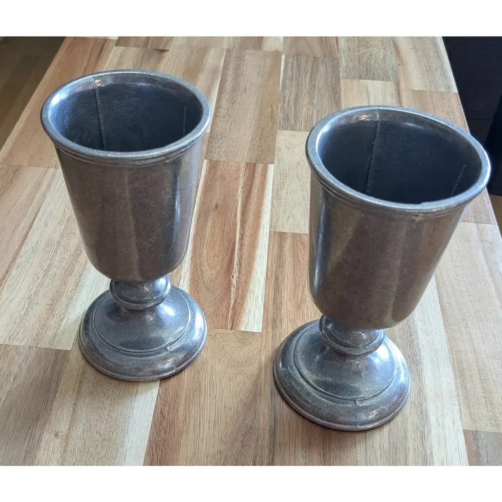 Vintage Carson Freeport PA Pewter Goblets Set of 2 Wine Chalices Tavern 7
